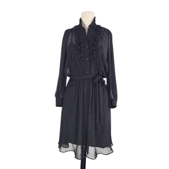 Gothic Black Ruffle Sheer Dress LP Dark Romance‎ Whimsigoth Wednesday Addams NEW